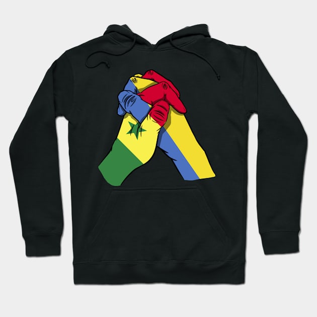 Senegal and Ukraine Flags Holding Hands Ukraine Senegal Roots Hoodie by BramCrye